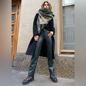 Aritzia Wilfred Melina Leather Pant 0 Dark Green